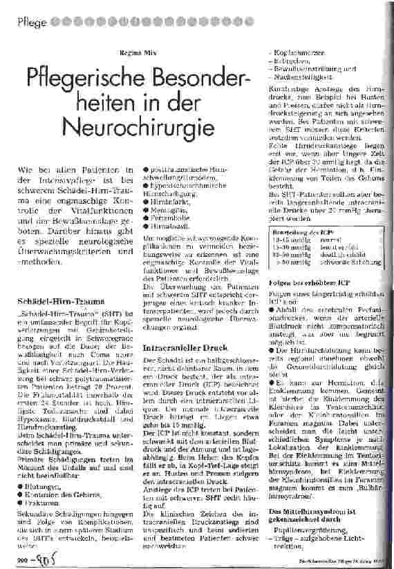 Vorschauseite 1: Pflegerische Besonderheiten in der Neurochirurgie