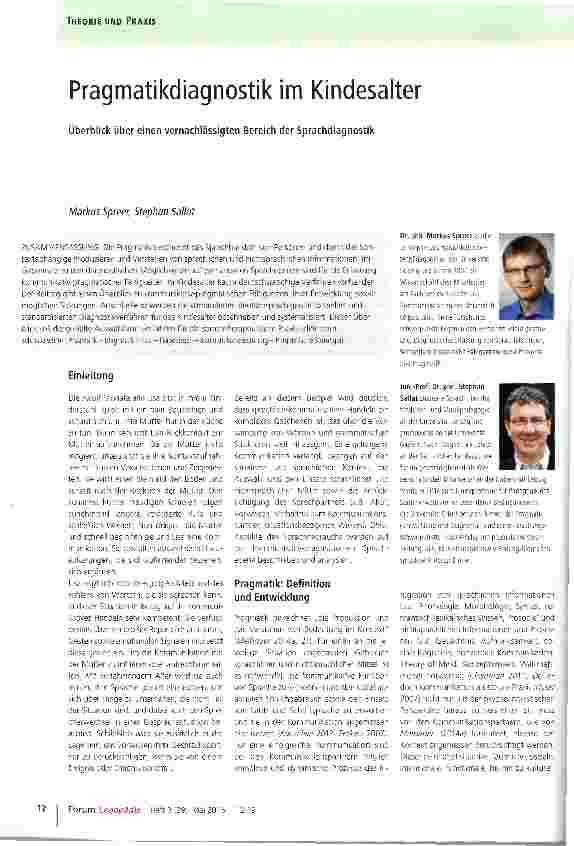 Vorschauseite 1: Pragmatikdiagnostik im Kindesalter