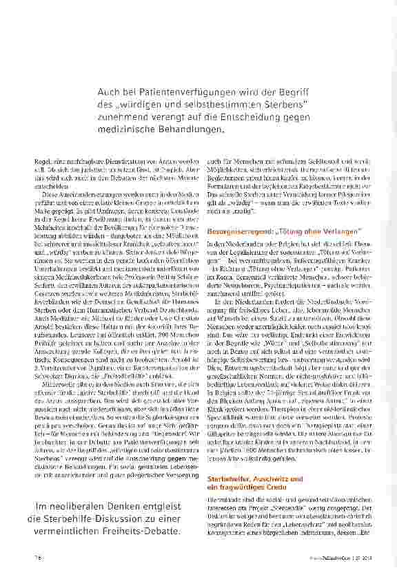 Vorschauseite 3: Fragwürdiger Bewusstseinswandel: Heißt würdig sterben schnell sterben