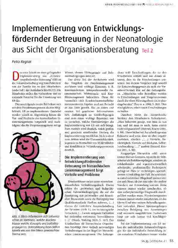 Vorschauseite 1: Implementierung von Entwicklungs-fördernder Betreuung in der Neonatologie aus Sicht der Organisationsberatung Teil 2