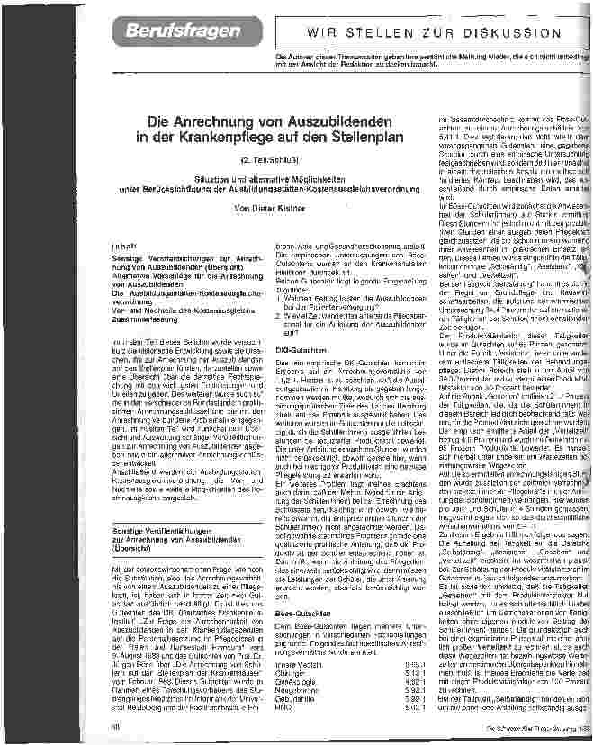 Vorschauseite 1: Die Anrechnung von Auszubildenden in der Krankenpflege auf den Stellenplan