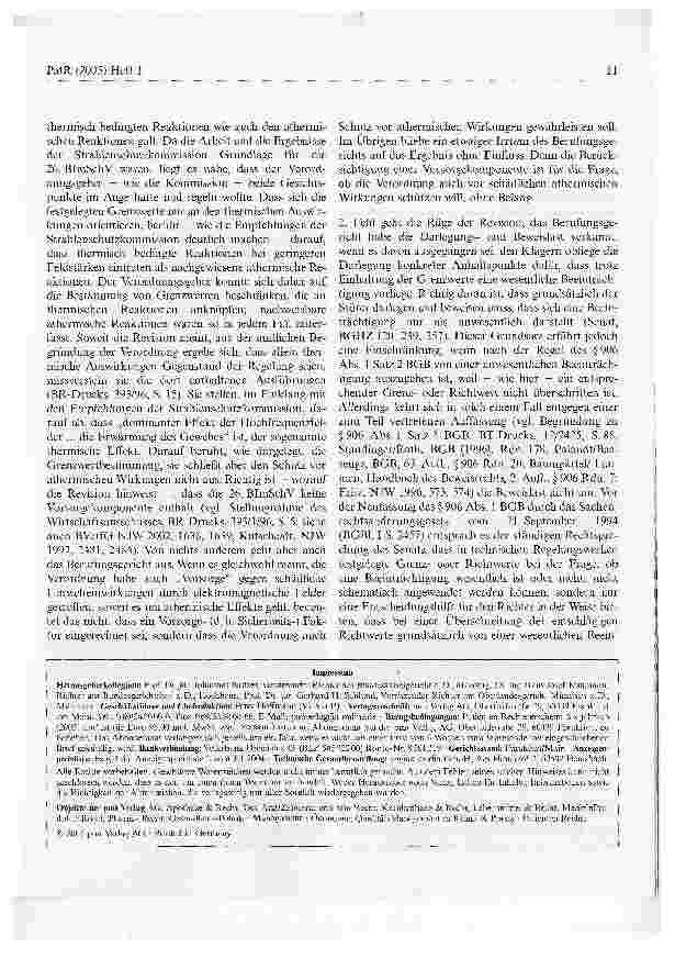Vorschauseite 3: Gesundheitsschäden durch Mobilfunksende-Anlage?BGH, Urteil vom 13. Februar 2004, AZ: V ZR 218/01