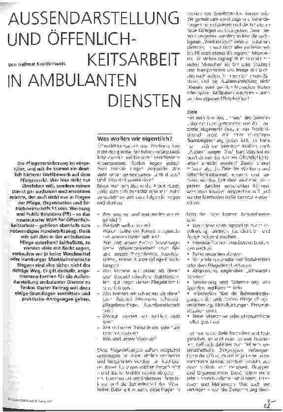 Vorschauseite 1: Außendarstellung und Öffentlichkeitsarbeit in ambulanten Diensten