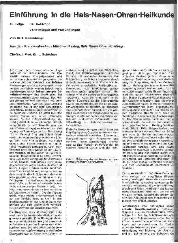 Vorschauseite 1: Einführung in die Hals-Nasen-Ohren-Heilkunde Der Kehlkopf Verletzungen und Entzündungen