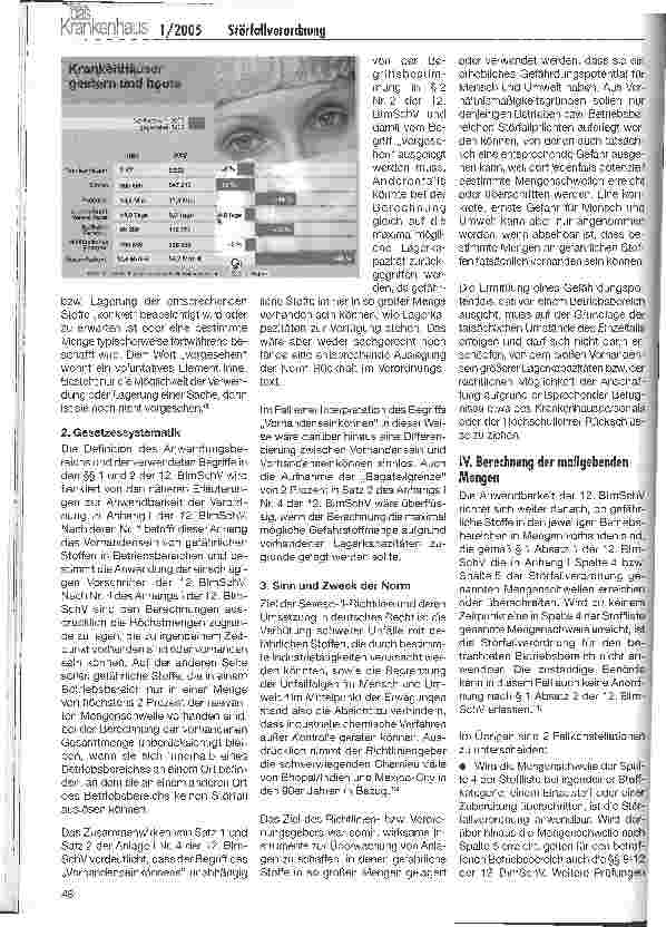 Vorschauseite 3: Störfallverordnung. Störfallpflichten von Krankenhäusern aufgrund der Lagerung von Gefahrstoffen
