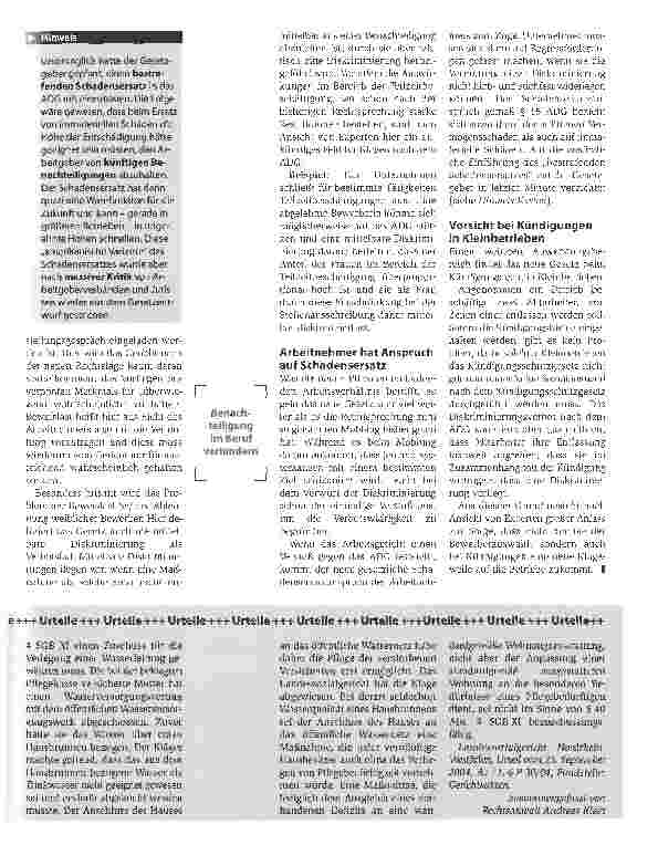 Vorschauseite 2: In der Beweislast. Arbeitsrecht: Mögliche Auswirkungen des geplanten Antidiskriminierungsgesetzes