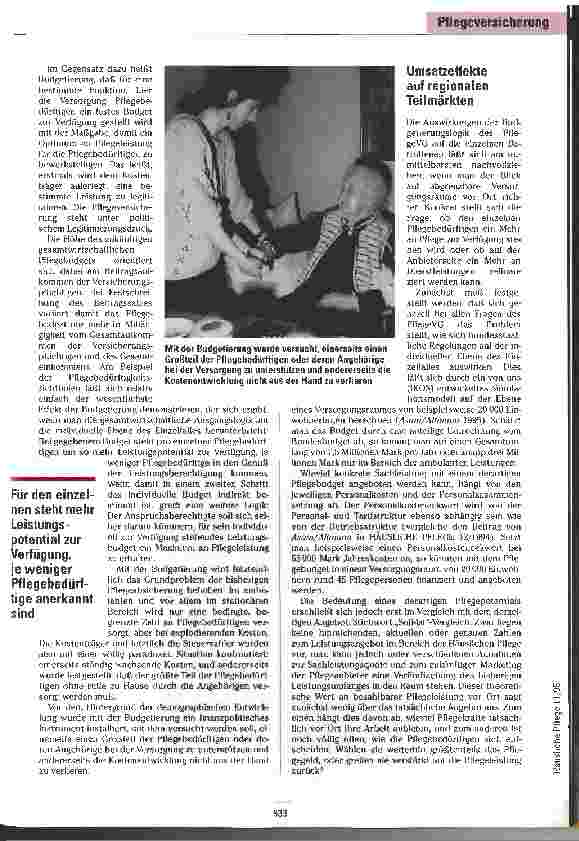 Vorschauseite 2: Ökonomische Folgen des Pflegeversicherungsgesetzes Mit Budgetierung und Qualitätssicherung
