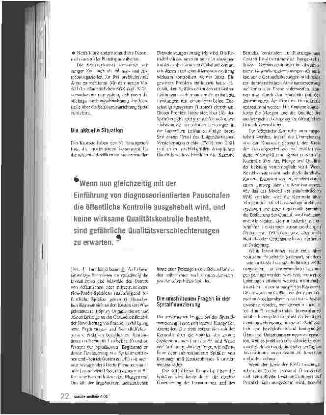 Vorschauseite 2: SGK-Modell zur SpitalfinanzierungDie Revolution der Krankenkassen und Privatkliniken