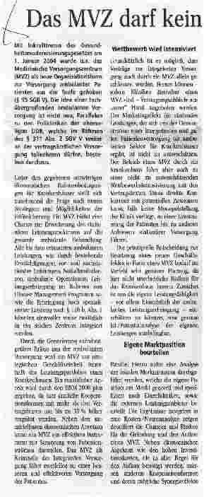 Vorschauseite 1: Das MVZ darf kein Bumerang werden