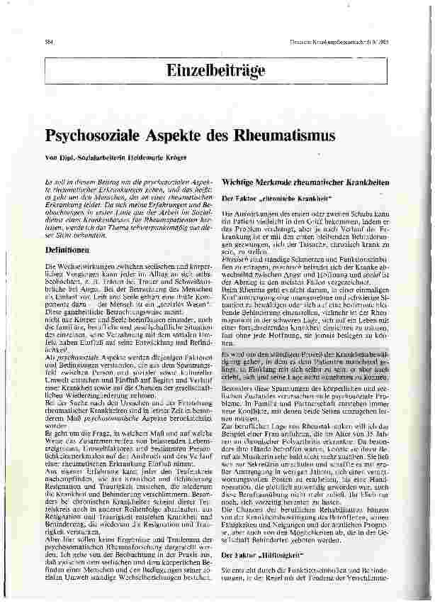 Vorschauseite 1: Psychosoziale Aspekte des Rheumatismus