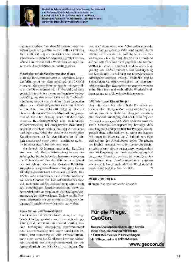 Vorschauseite 2: Probezeitkündigung mit Chance auf Bewährung