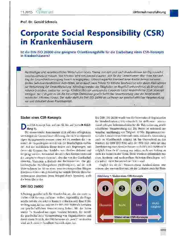Vorschauseite 1: Corporate Social Responsibility (CSR) in Krankenhäusern