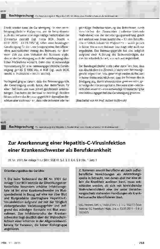 Vorschauseite 5: Zur betreuungsgerichtlichen Genehmigung einer freiheitsbeschränkenden Maßnahme im Rahmen einer genehmigten Unterbringung nach § 1906 Abs. 1 BGB