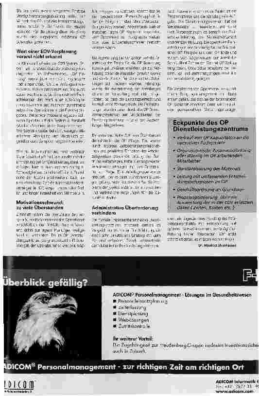 Vorschauseite 3: OP als Dienstleistungszentrum. Operationszeiten werden jetzt verkauft