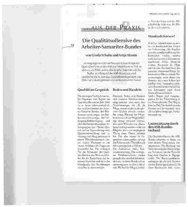 Vorschauseite 1: Die Qualitätsoffensive des Arbeiter-Samariter-Bundes
