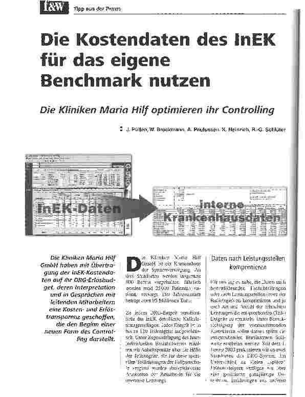 Vorschauseite 1: Die Kostendaten des InEK für das eigene Benchmark nutzenDie Kliniken Maria Hilf optimieren ihr Controlling