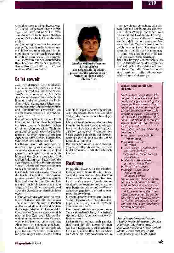 Vorschauseite 2: Der Alltag wird zum Urlaubstag Freizeitgestaltung mit Bewohnerinnen eines Pflegeheims