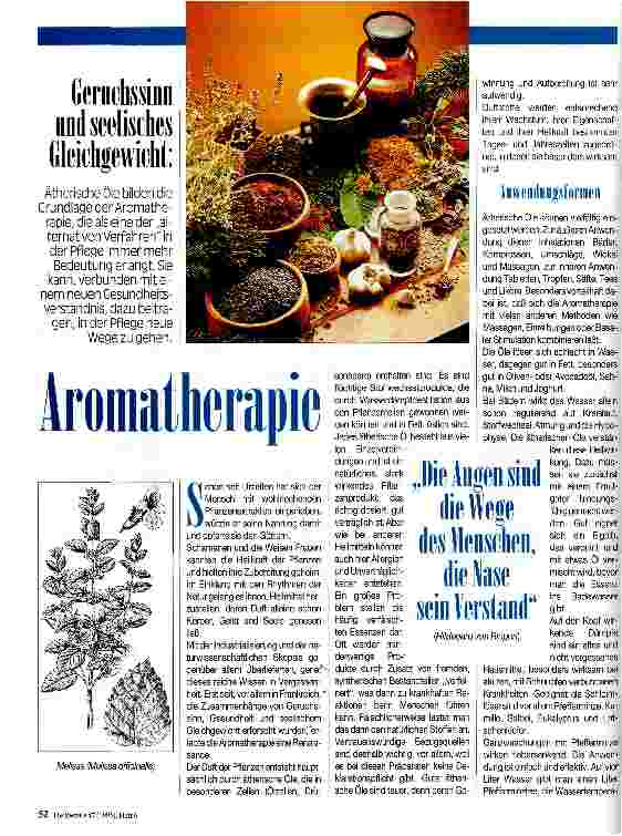Vorschauseite 1: Aromatherapie Geruchssinn und seelisches Gleichgewicht