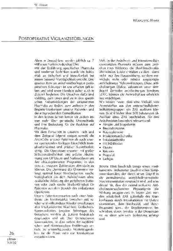 Vorschauseite 1: POSTOPERATIVE VIGILANZSTÖRUNGEN