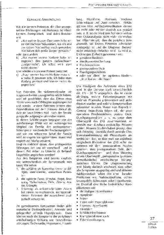 Vorschauseite 2: POSTOPERATIVE VIGILANZSTÖRUNGEN