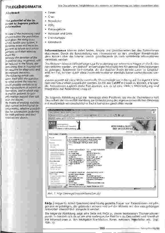 Vorschauseite 2: Möglichkeiten des Internets zur Verbeserung der Patienteninformation