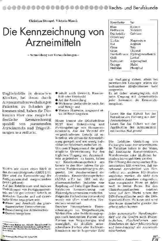 Vorschauseite 1: Die Kennzeichnung von Arzneimitteln Vermeidung von Verwechslungen