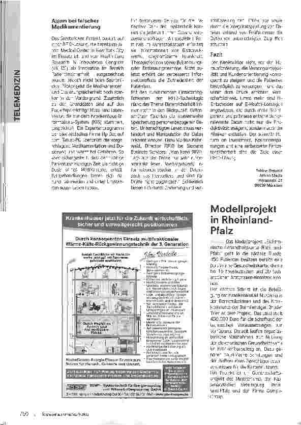 Vorschauseite 3: Funktechnik im KlinikbereichRFID-basierte Patientenidentifikation im Klinikum Saarbrücken