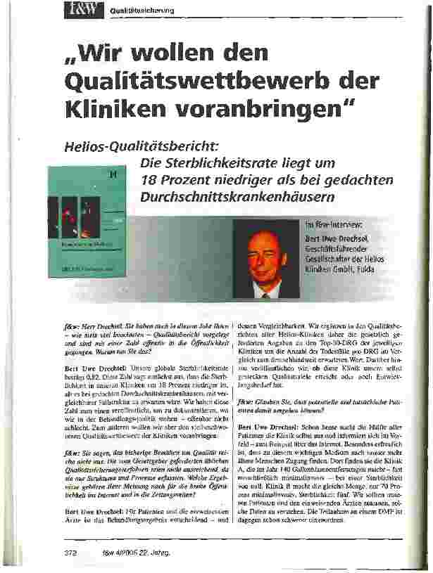 Vorschauseite 1: Wir wollen den Qualitätswettbewerb der Kliniken voranbringen
