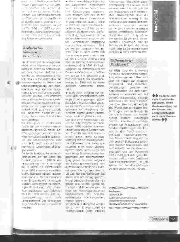 Vorschauseite 2: Punktwertdiskussion entkrampfen! Entscheidenste Ausgabengröße für 1996: Das Eröffnungsbudget