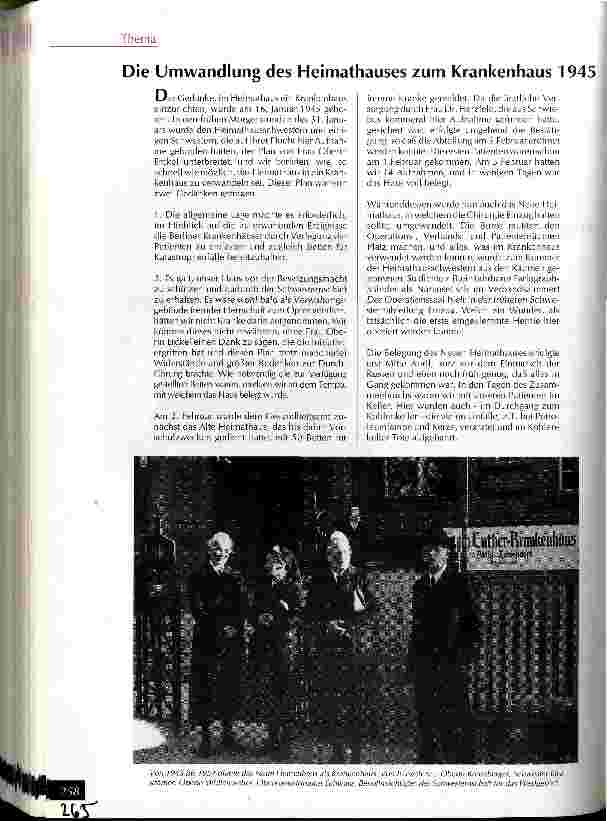 Vorschauseite 1: Die Umwandlung des Heimathauses zum Krankenhaus 1945
