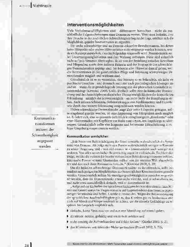 Vorschauseite 3: Reize setzenPflegetherapeutische Maßnahmen in der Betreuung schwerhöriger an Demenz Erkrankter