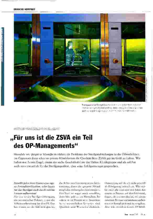 Vorschauseite 1: Für uns ist die ZSVA ein Teil des OP-Managements