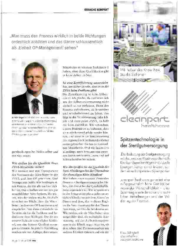 Vorschauseite 2: Für uns ist die ZSVA ein Teil des OP-Managements