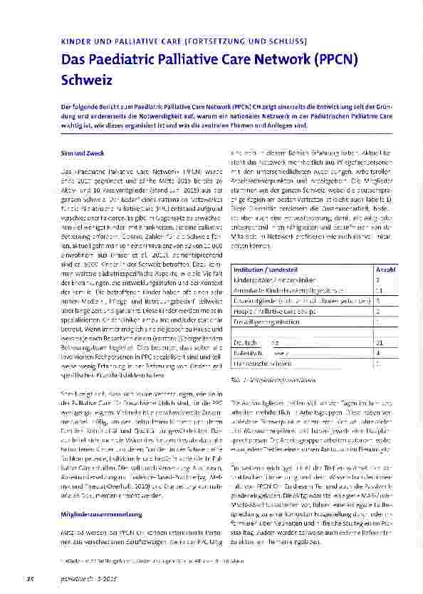 Vorschauseite 1: Das Paediatric Palliative Care Network (PPCN) Schweiz