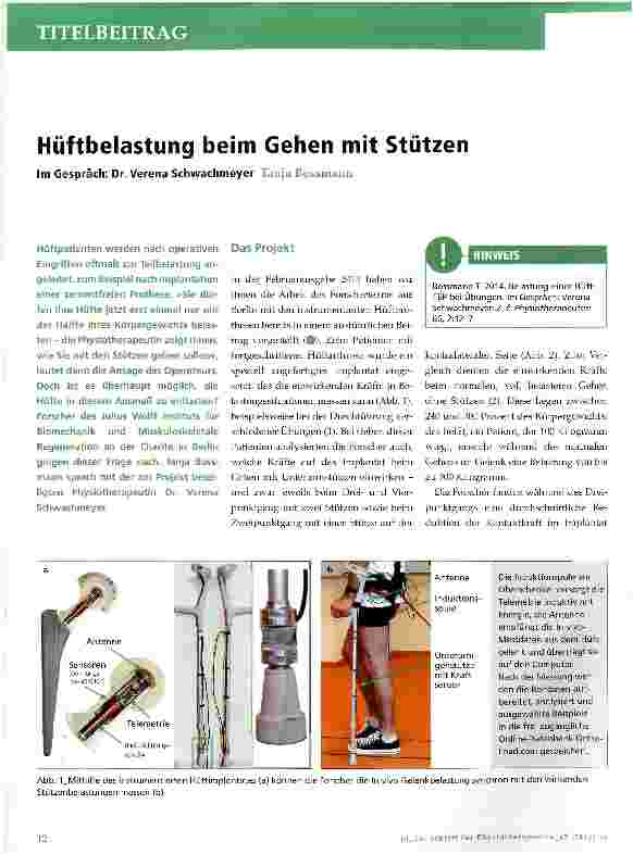 Vorschauseite 1: Hüftbelastung beim Gehen mit Stützen