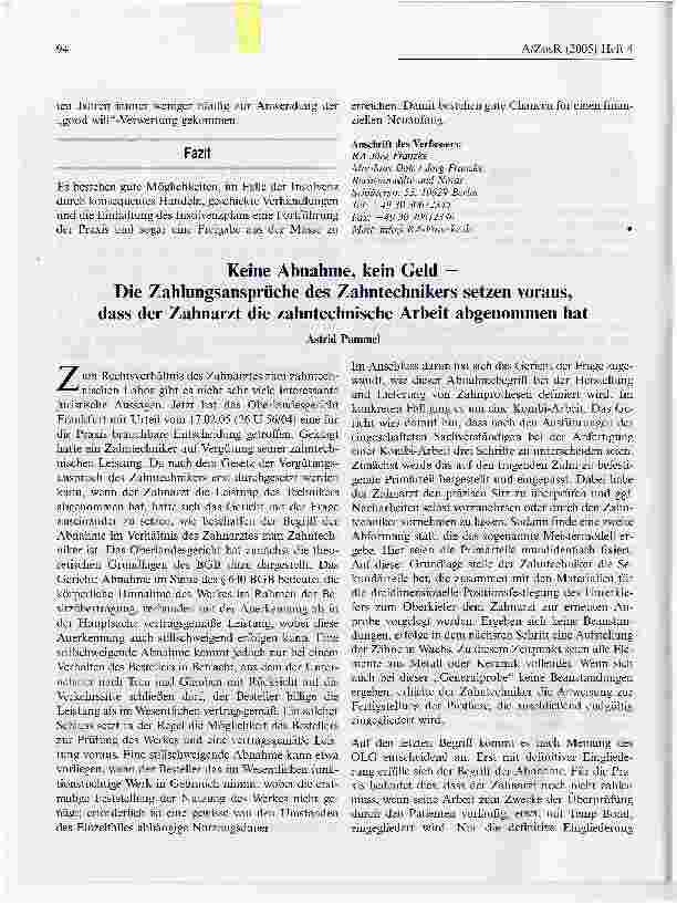 Vorschauseite 4: Arztinsolvenz - Arztpraxen im InsolvenzverfahrenLeitfaden zum Erhalt der wirtschaftlichen Existenz einer Arztpraxis trotz eines Insolvenzverfahrens