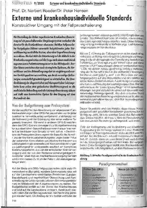 Vorschauseite 1: Externe und krankenhausindividuelle StandardsKonstruktiver Umgang mit der Fallpauschalierung