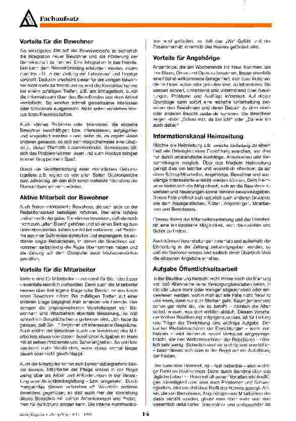 Vorschauseite 2: Möglichkeiten und Chancen einer Heimzeitung