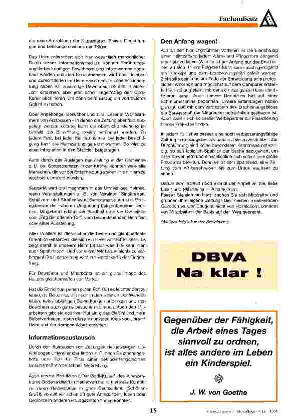 Vorschauseite 3: Möglichkeiten und Chancen einer Heimzeitung