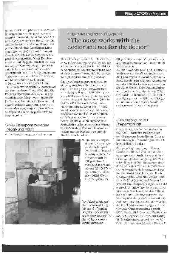 Vorschauseite 2: 100 Jahre ohne Pflegegesetz, dennoch anerkannt professionell Krankenpflege in Großbritannien