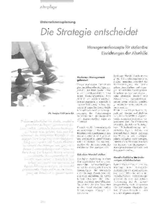 Vorschauseite 1: Unternehmensplanung. Die Strategie entscheidetManagementkonzepte für stationäre Einrichtungen der Altenhilfe