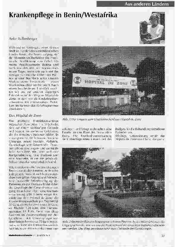 Vorschauseite 1: Krankenpflege in Benin/Westafrika