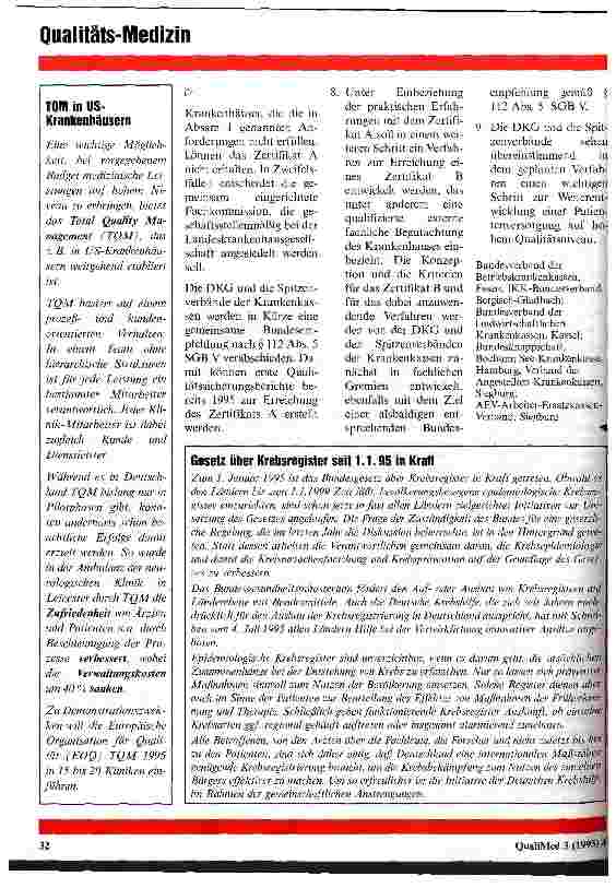 Vorschauseite 4: Thesenpapier zur Weiterentwicklung der Qualitätssicherung in Krankenhäusern Regelmäßige freiwillige Qualitätssicherungsberichte und Zertifizierung an Krankenhäusern geplant
