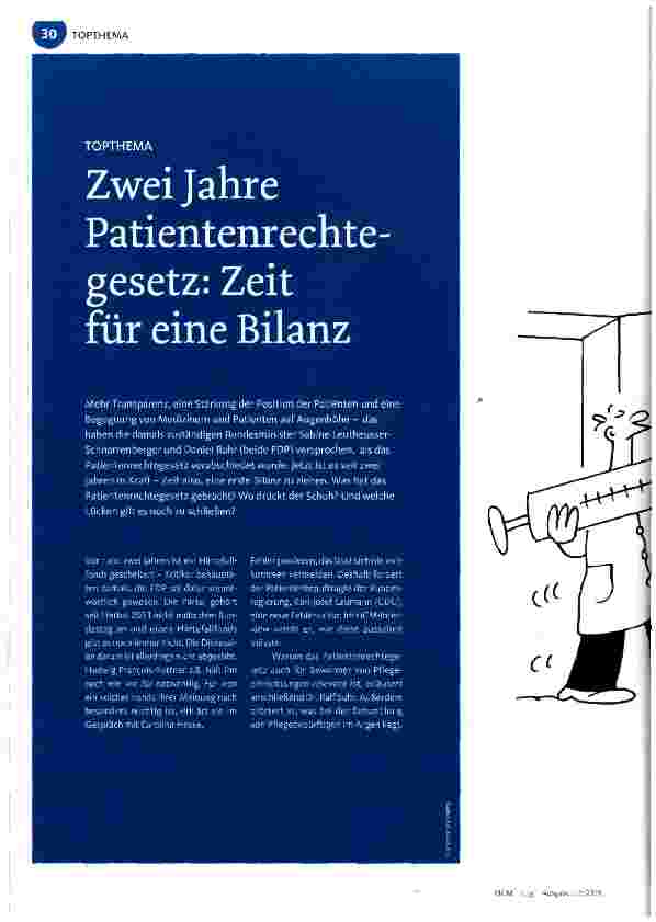 Vorschauseite 1: Zwei Jahre Patientenrechte gesetz: Zeit für eine Bilanz