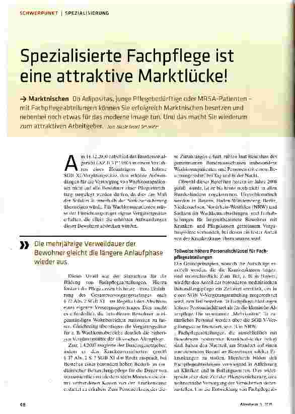 Vorschauseite 1: Spezialisierte Fachpflege ist eine attraktive Marktlücke!