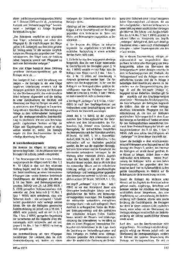 Vorschauseite 2: Zum Schuldbeitritt § 14WBVG; §2 UKIaG Schlagworte: Wohnund Betreuungsvertrag; Unterlassungsanspruch