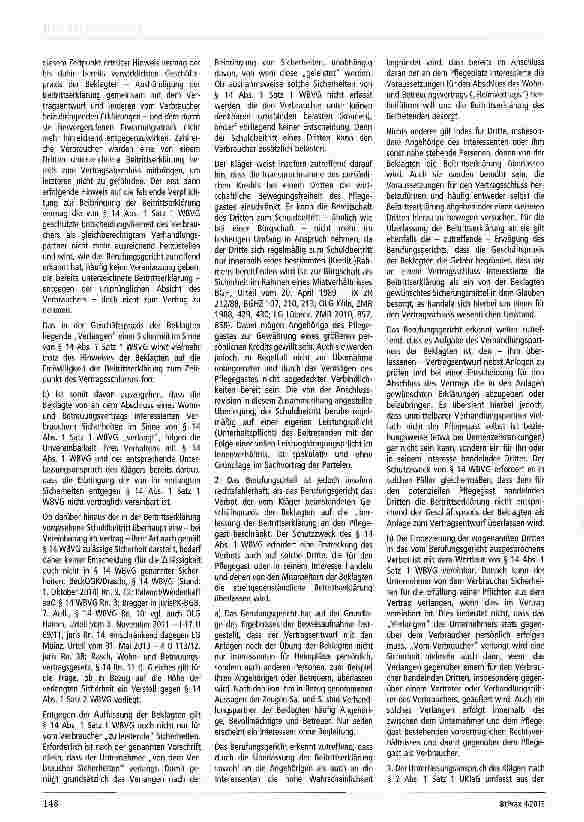 Vorschauseite 3: Zum Schuldbeitritt § 14WBVG; §2 UKIaG Schlagworte: Wohnund Betreuungsvertrag; Unterlassungsanspruch