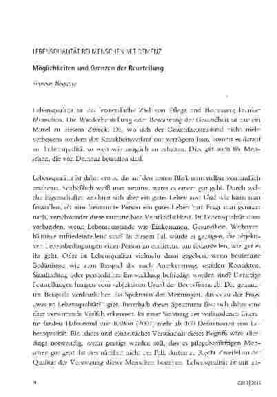 Vorschauseite 1: LEBENSQUALITÄT BEI MENSCHEN MIT DEMENZ