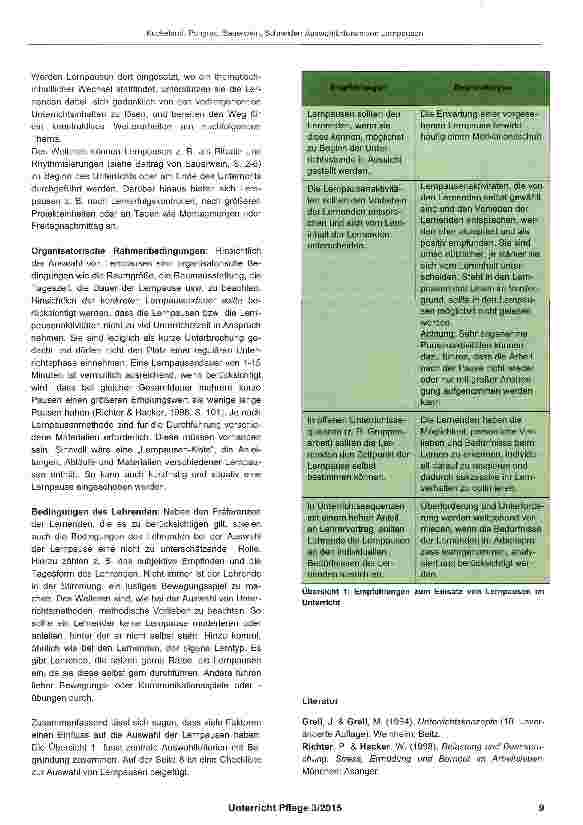 Vorschauseite 3: Auswahlkriterien von Lernpausen