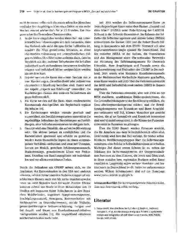 Vorschauseite 2: Das Selbstmanagement-Programm INSEA „Gesund und aktiv leben